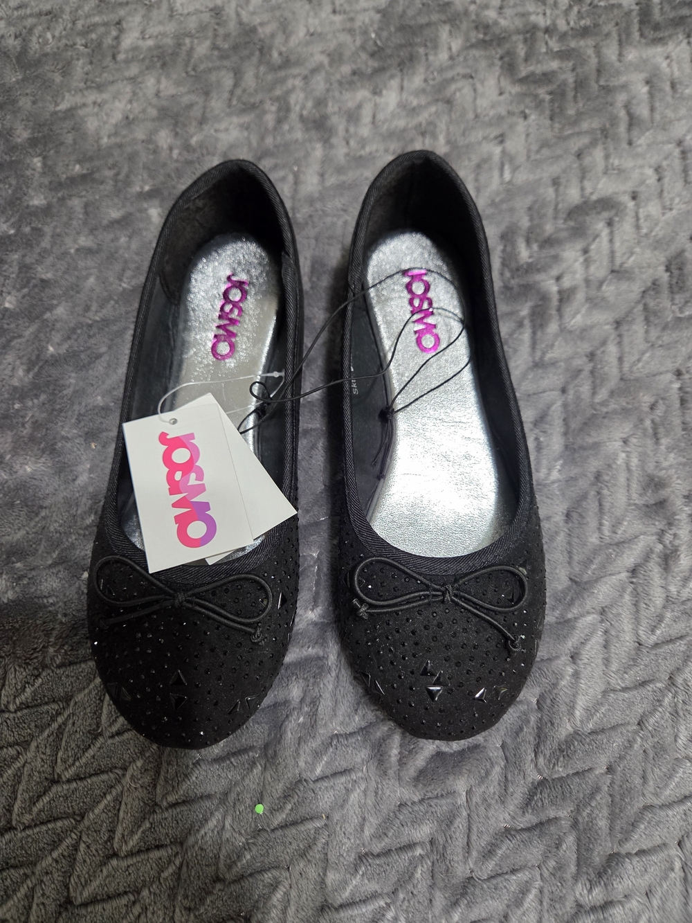 Josmo Girls Black Bow Ballet Flats